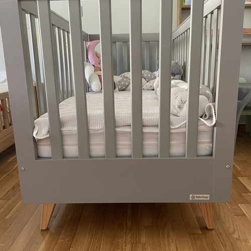 Bebe Stars Oslo multifunctional baby cot grey with mattress gift