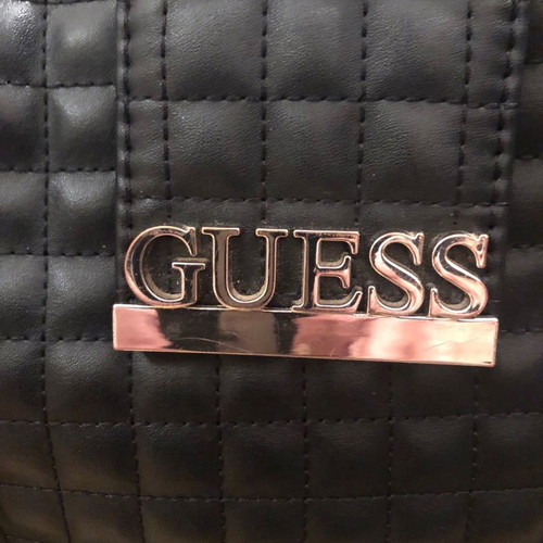 Guess black leather quilted shoulder bag used