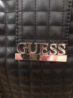 Guess black leather quilted shoulder bag used