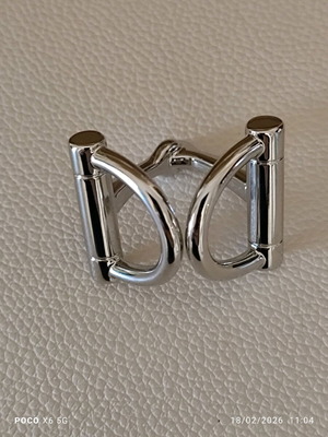 Hermes Double D twilly scarf ring new silver