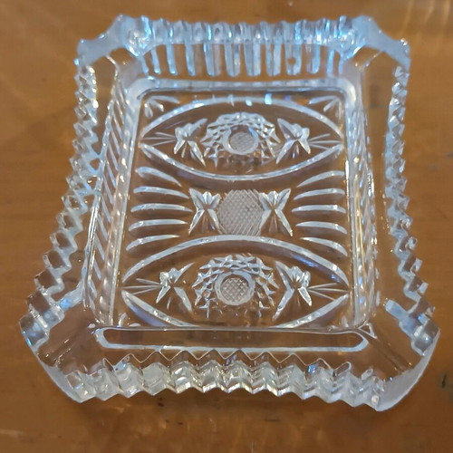 Cristallo vintage crystal ashtrays set of 2 like new
