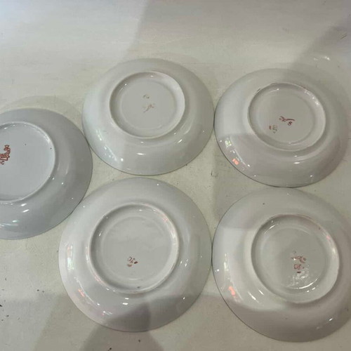 Vintage porcelain plate set of 5 with gold details 14cm used