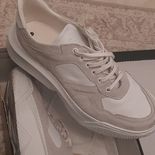 Sneakers N.A.P. δερμάτινα καινούργια, άσπρα και γκρι, μέγεθος 44