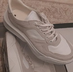Sneakers N.A.P. δερμάτινα καινούργια, άσπρα και γκρι, μέγεθος 44