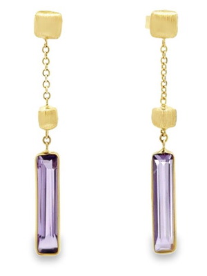 14K Gold Earrings with Amethyst new