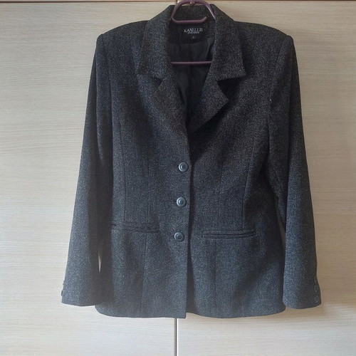 Vintage Kanellis women's wool suit like new, black gray