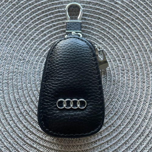 Leather car key case for Audi new, elegant black design