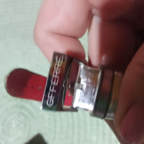 GF Ferre watch used, silver with red leather strap, Swiss made