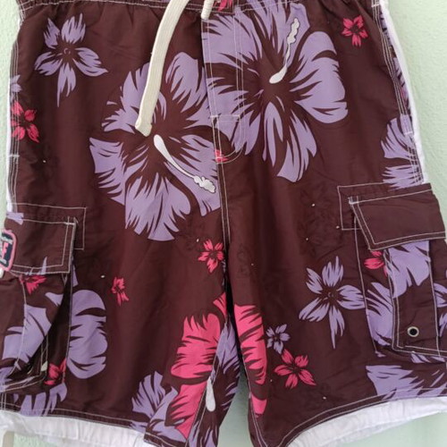 Men's Swim Shorts Bermuda with Tropical Floral Design, New, Size L
