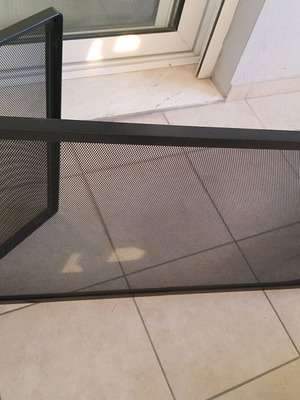 Metal corner fireplace screen used, black, large size