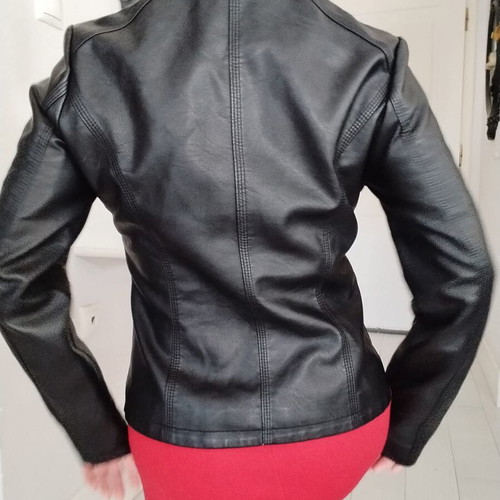 Pink Woman faux leather jacket size M like new, black