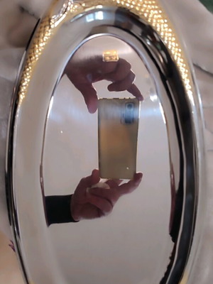 Serving platter made of 18/10 steel and 24K gold new