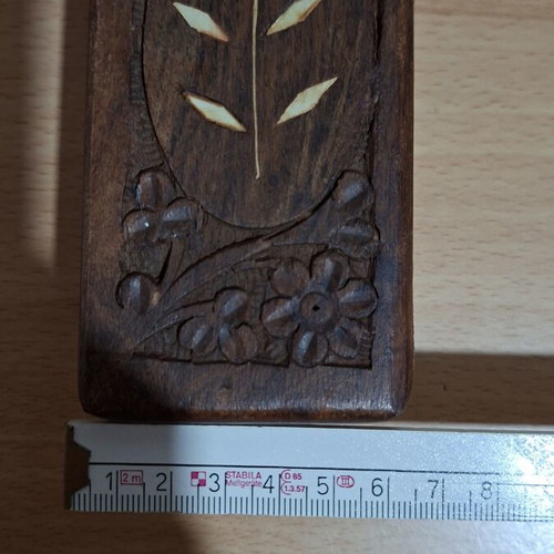 Vintage wooden jewelry box used, brown, 1960s