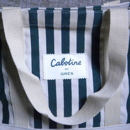 Cabotine de Gres women's hand bag new, fabric white and blue