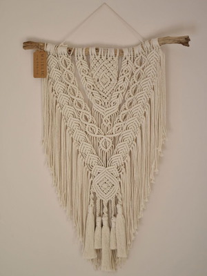 Macrame wall hanging new, handmade from cotton cord and wood