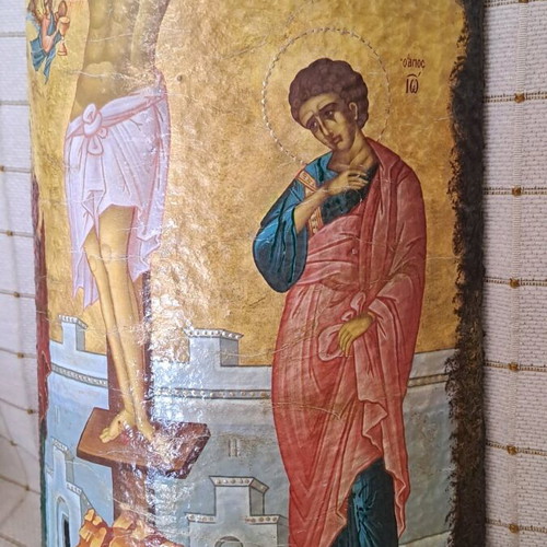 The Crucifixion handmade decoupage image on tile like new