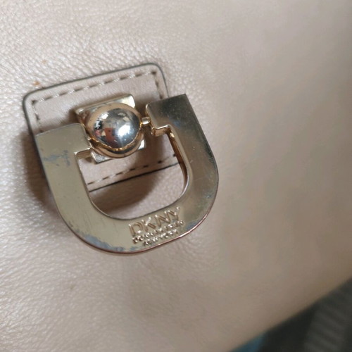 DKNY leather bag used, beige handheld with metal details