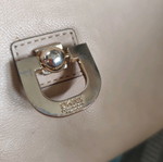 DKNY leather bag used, beige handheld with metal details