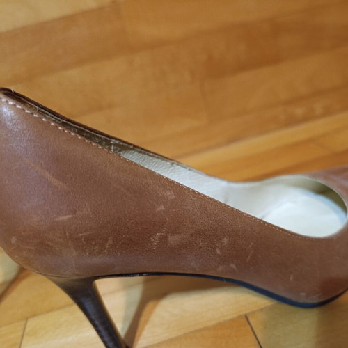 Buffalo Shoes brown high heels used, real leather size 39