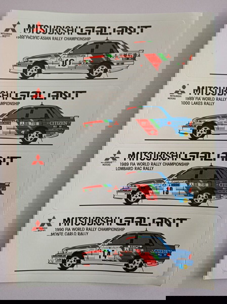 Καρτέλα με 4 αυτοκινητιστικά αυτοκόλλητα "MITSUBISHI GALANT" - MITSUBISHI MOTORS, εποχής ΄90.