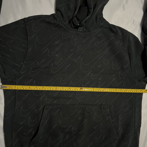 Nike black hoodie with Swoosh pattern, medium