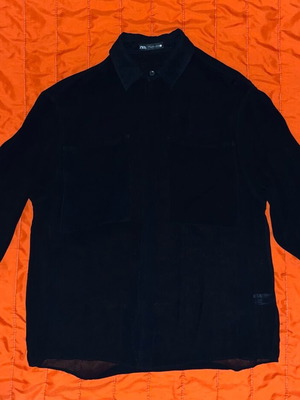 Zara see-through long sleeve shirt, black, size L