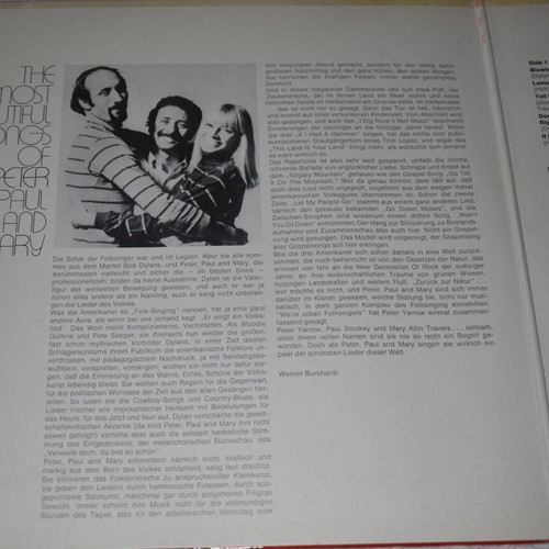 Peter Paul and Mary The Most Beautiful Songs Of Peter, Paul And Mary LP used, folk