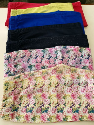 Girls' 3/4 Leggings used, pack of 6, multicolor, sizes 12-16