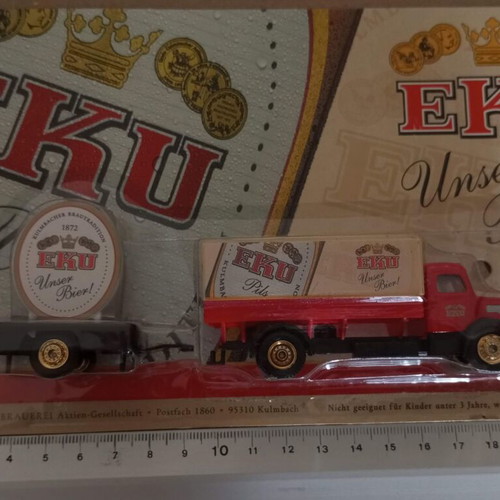 Truck trailer beer advertisement EKU H0 scale new