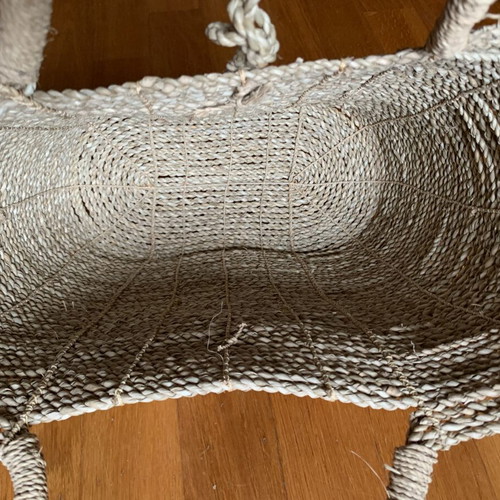 Handbag new summer woven rope and rattan with coconut button
