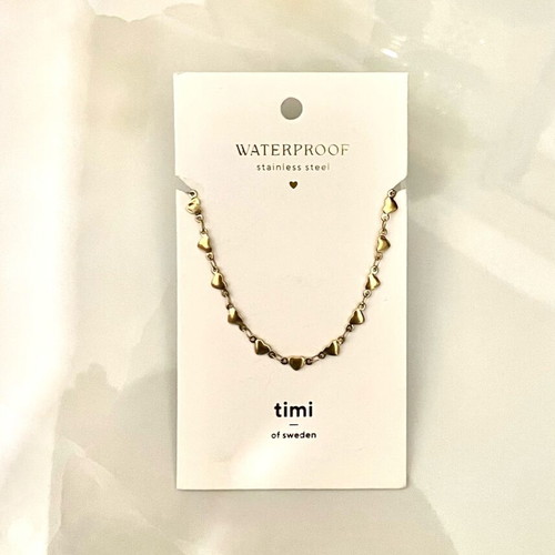 Heart chain necklace stainless steel Timi of Sweden handmade new gold