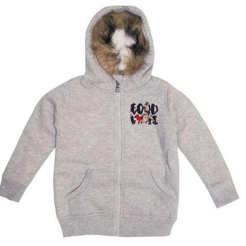 Energiers fleece jacket with fur and sequins like new, size 116 cm