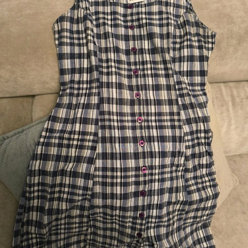Midi checked dress No 40 used, white and blue