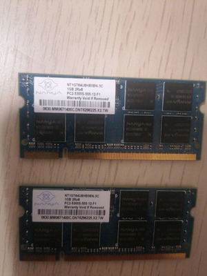 Μνήμες Nanya 2GB (2x1GB) DDR2 RAM 667Mhz για Laptop σαν καινούργιο