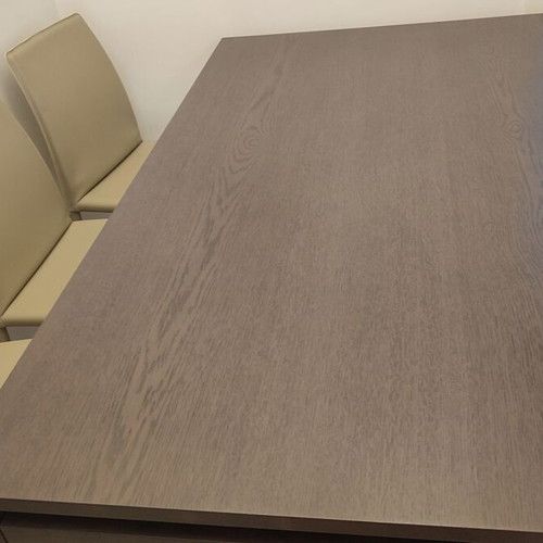 Roche Bobois dining set with 6 beige leather chairs like new