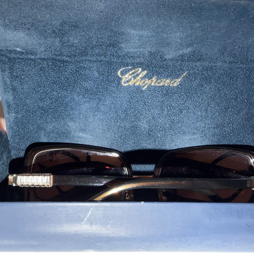 Chopard sunglasses with Swarovski crystals, like new, brown gradient lenses