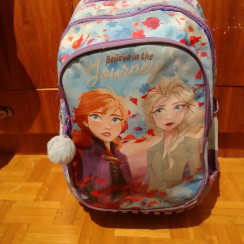 Frozen school bag with trolley wheels used