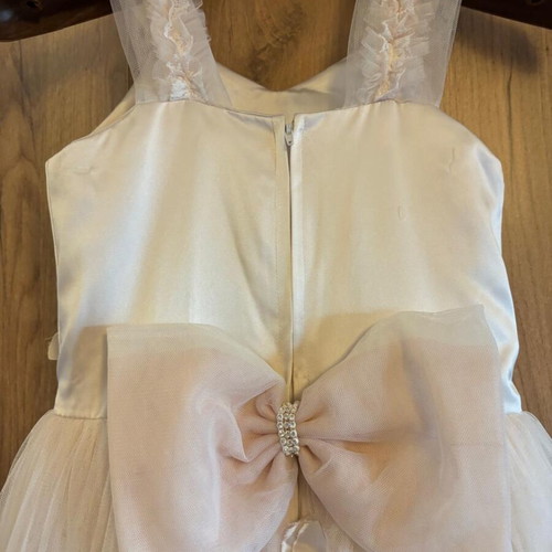Handmade baptism dress with bow for girls, like new