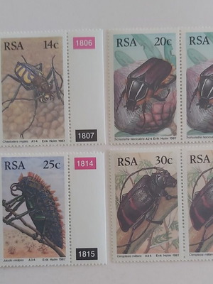 South Africa RSA 1987 Unused Beetles Insects Stamp Pairs