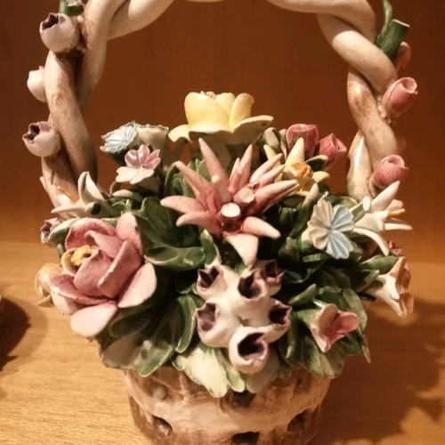 Capodimonte flower basket used decorative porcelain