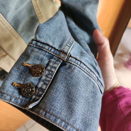 Denim jacket like new, beige and blue, sizes L and XL