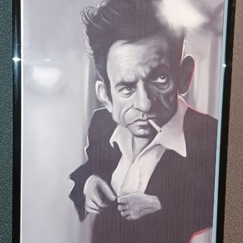 Art Print The Man In Black Johnny Cash framed, new, A4 size