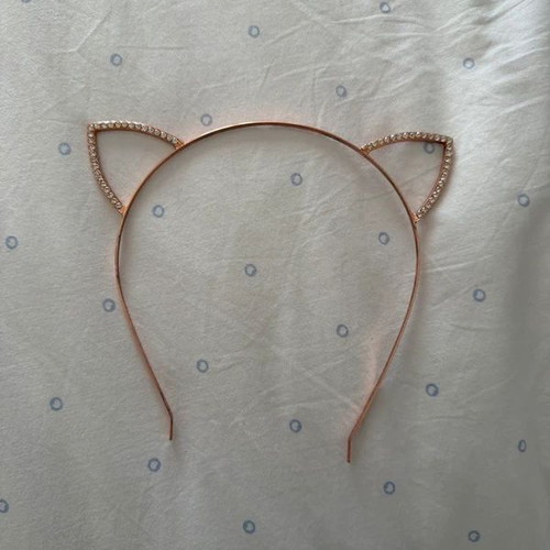 Claire’s kitty headband used, rose gold with silver crystals