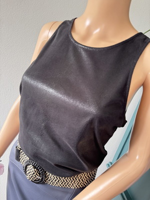 Silvian Heach black eco leather top size S like new