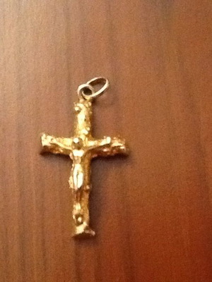 Gold-plated cross used, vintage, gold color