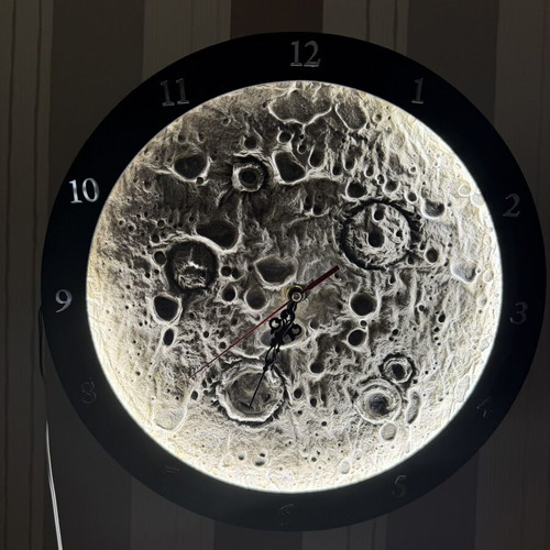 Moon LED Wall Clock 3D Decorative with LED Lighting custom made