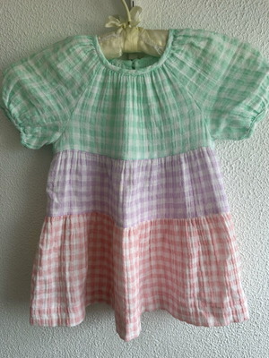 Checked dress with 3 colors pink, purple and mint Zara, like new