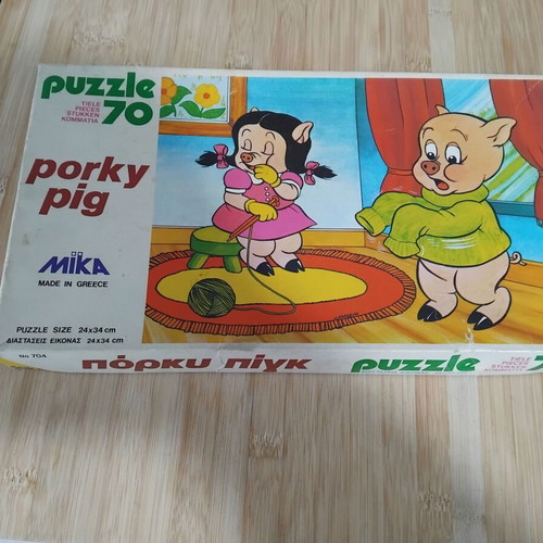 Mika Porky Pig Puzzle 70 Pieces and Disney Memory Board Games used