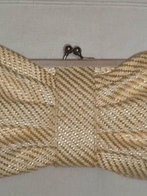 Accessorize clutch like new, beige with silver chain