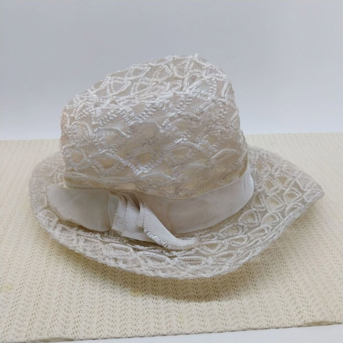 Retro women's summer hat, white, size S